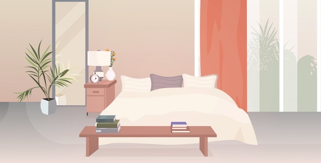 gli interni moderni della camera da letto non svuotano la stanza della casa della gente con l'arredamento orizzontale