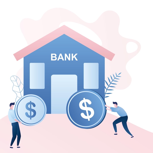 Gli uomini d'affari pagano i personaggi maschili del fondo dell'onere di credito di concetto di prestiti con le monete