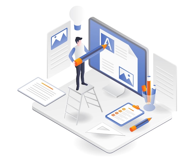 Gli uomini inseriscono idee in blog e contenuti web