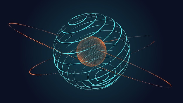 Globo astratto su sfondo scuro Sfera futuristica vettoriale Illustrazione di un globo reticolato Tecnologie e comunicazioni