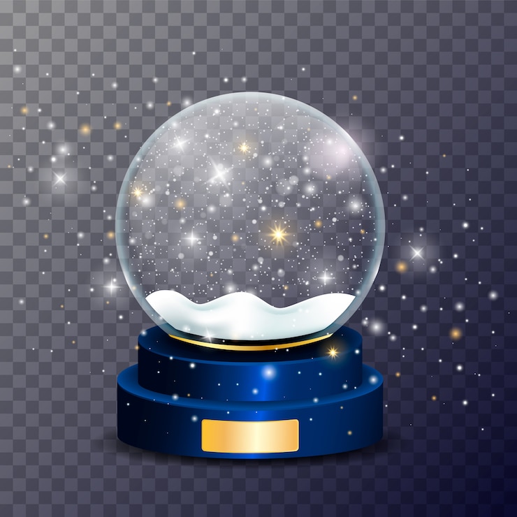 Vettore globo di neve di natale. sfera di vetro
