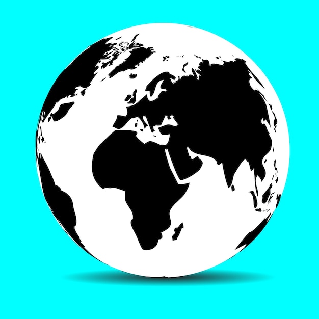 Globo mappa terra continente e oceano pianeta e sfera terrestre illustrazione grafica vettoriale globale