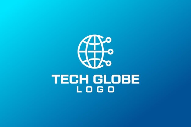 globo tecnologico o logo tecnologico globale con linee tecnologiche e globo terrestre fusi in modo creativo vettoriale