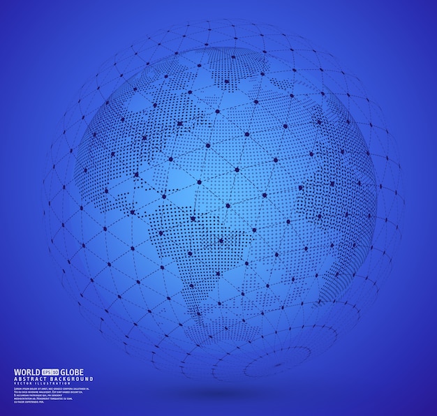 Globo terrestre con wireframe sphare