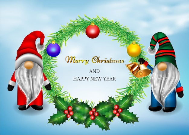 Gnome buon natale e felice anno nuovo banner