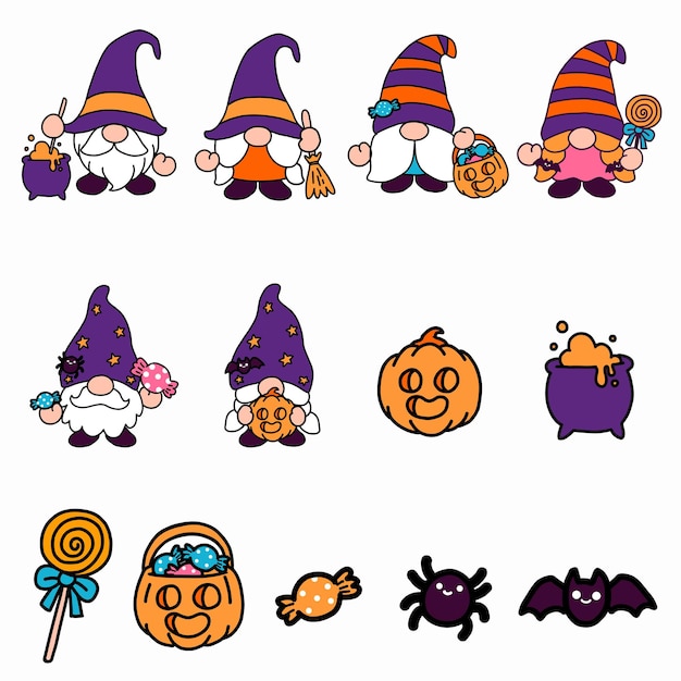 Gnomi Halloween Clipart, evento mago e strega