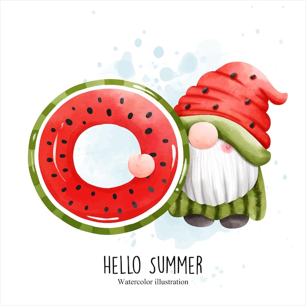 Gnomo estivo Hello Summer illustrazione vettoriale