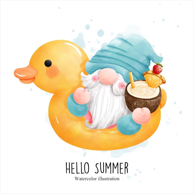 Gnomo estivo Hello Summer illustrazione vettoriale