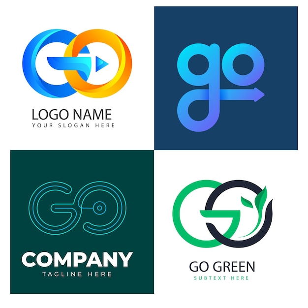 go lettera dell'alfabeto Azienda aziendale società di marketing logo design elegante e badge design vettore