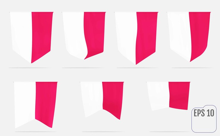 Vettore gobelin o pennants polacchi polonia nazionale arazzo ondeggiante pennon arazzi e bandiere set di illustrazioni vettoriali