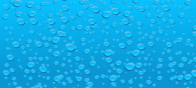 gocce d'acqua blu sfondo consistenza bolle condensazione rugiada acquatica
