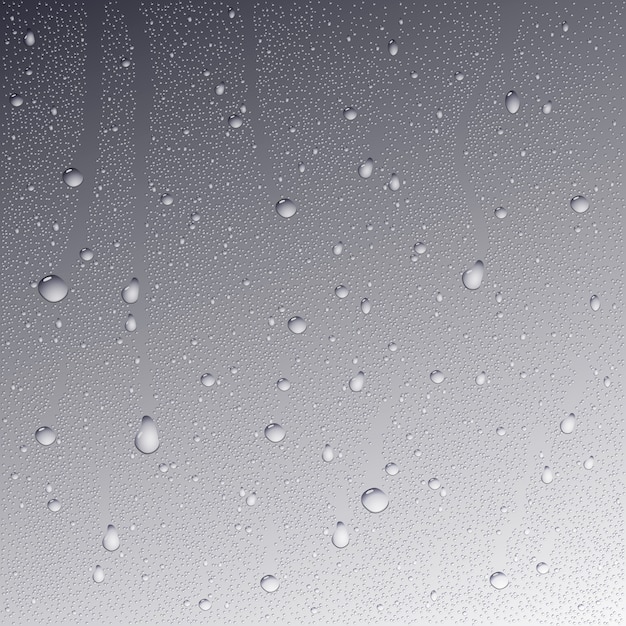 Gocce d'acqua su sfondo di vetro.
