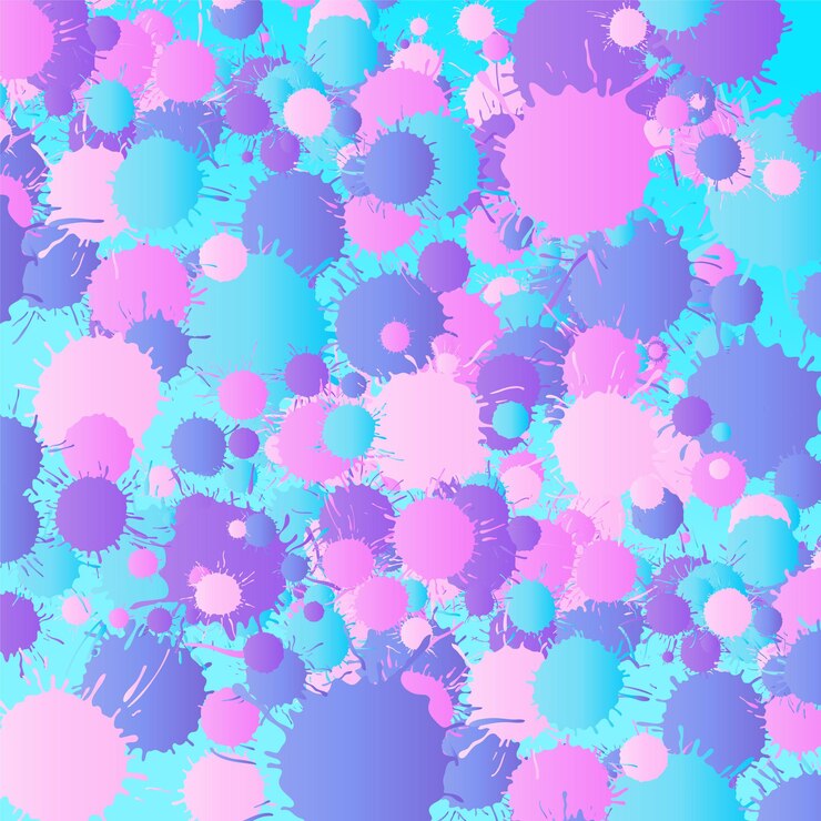 Gocce di pittura ad acquerello rosa, viola, blu, turchese vettore sfondo colorato quadrato