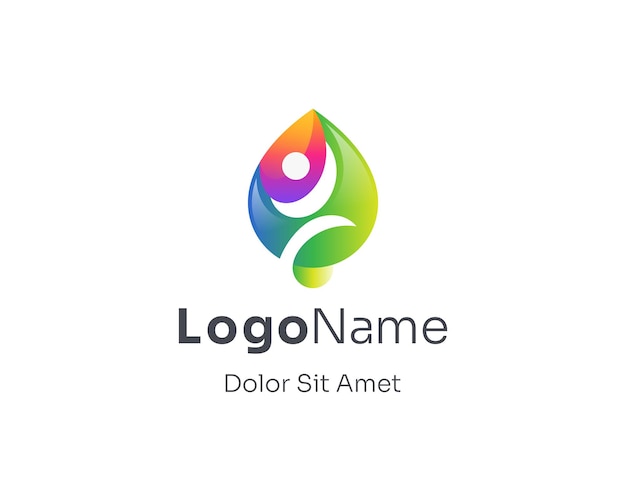 Goccia d'acqua creativa con logo persone