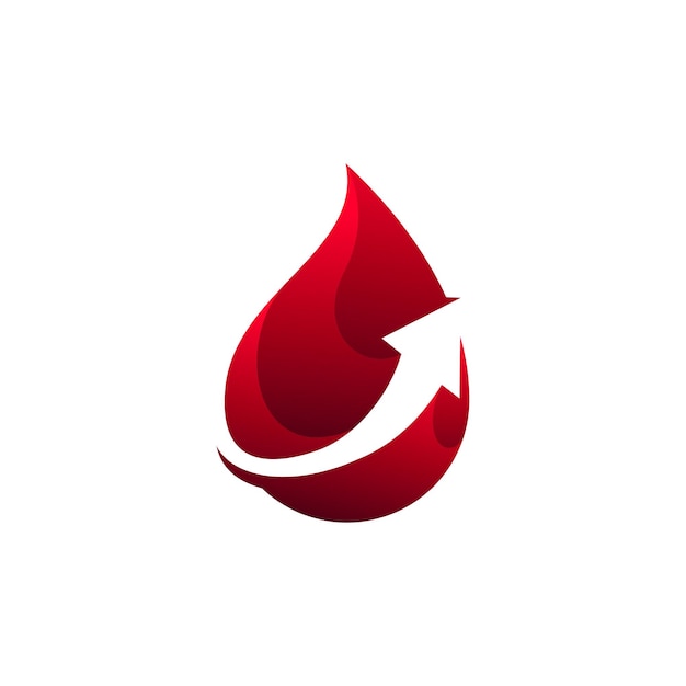 Goccia di sangue con il logo della freccia Illustrazione del vettore del sangue Segno semplice del logo del sangue