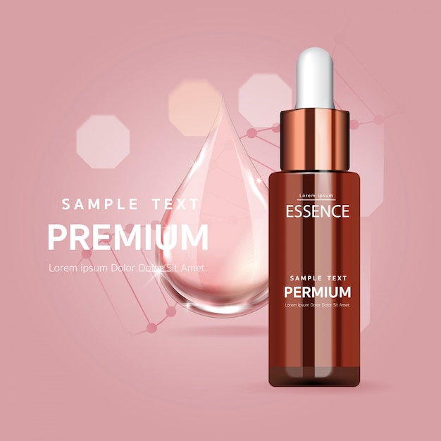 Goccia di siero rosa per il concetto di bellezza e cosmetica