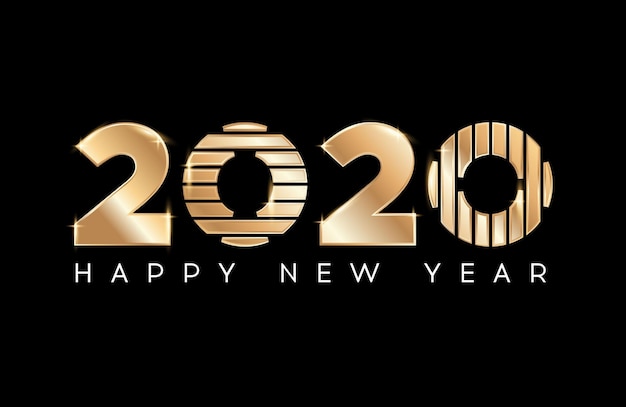 Gold Happy New Year 2020 Modern 2020 Text DesignVector Illustrazione del nuovo anno