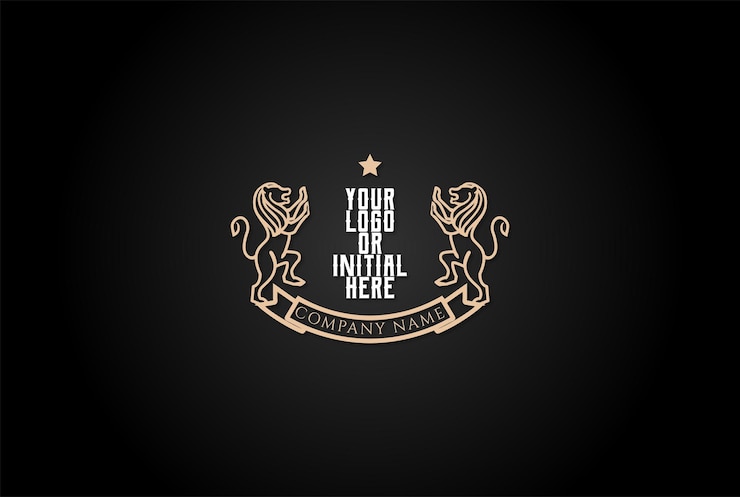 Vettore golden royal classic blank lion shield frame badge emblem logo design vector