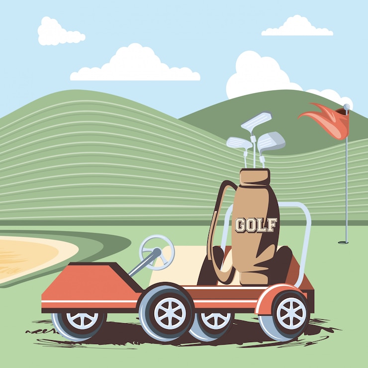 Vettore golf cart nel club