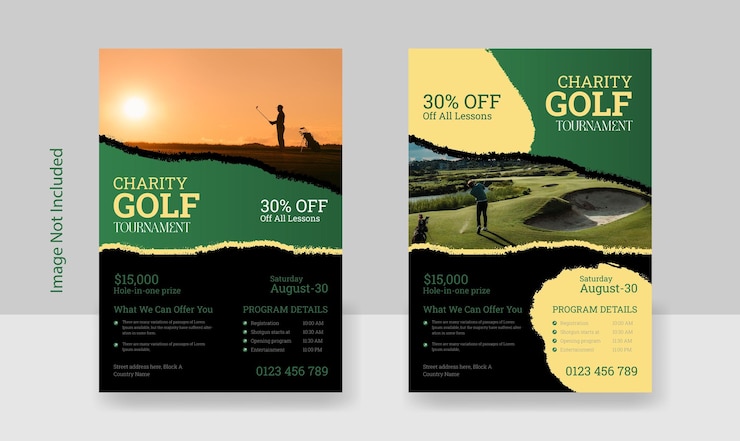 Golf Flyer Template Vector Campionato di golf o torneo Flyer Poster Design