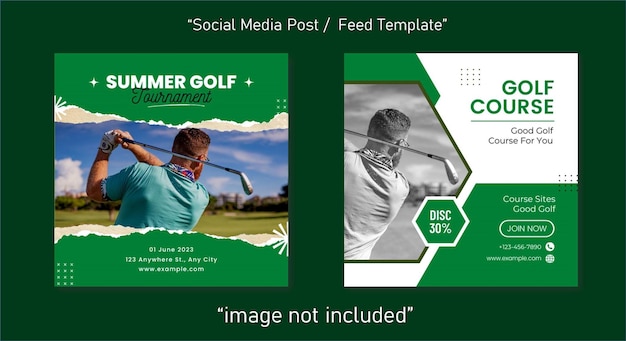 Golf praticando post sui social media