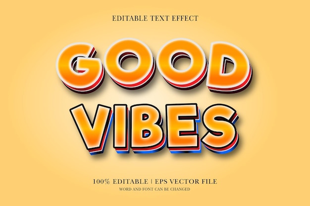 Good Vibes Testo modificabile Effetto con progettazione vettoriale 3D