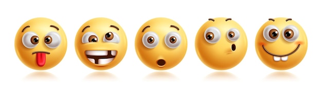 Goofy emojis personaggi clipart set Emoji personaggio 3d in sciocco cattivo pazzo scherzo divertente
