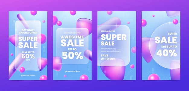 Gradient glassmotphism storie su Instagram