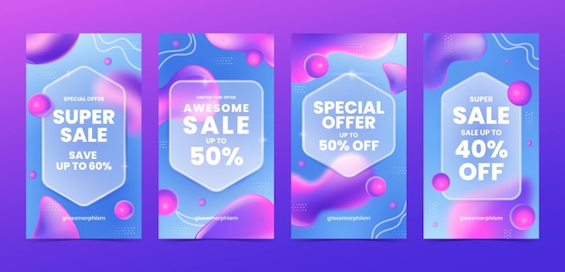 Gradient glassmotphism storie su Instagram