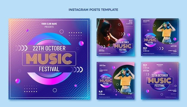 Gradient halftone music festival ig posts