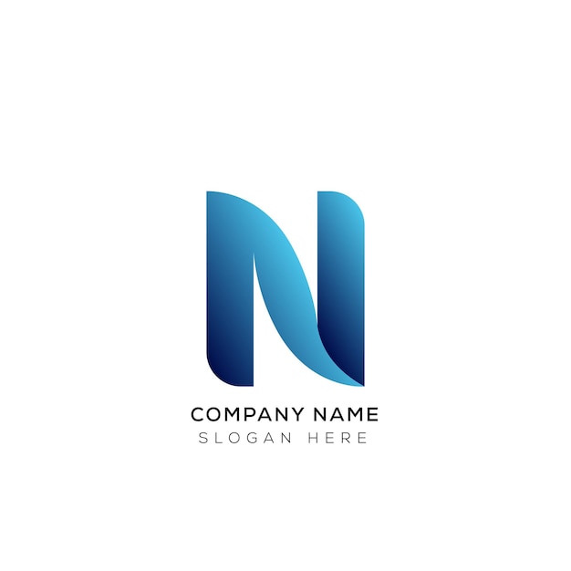 Gradiente 3d lettera N logo design