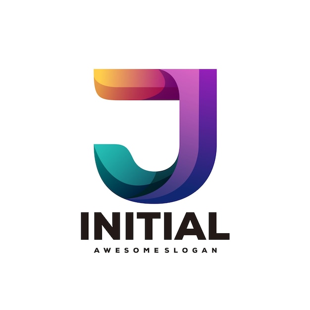 Gradiente colorato iniziale del logo della lettera J