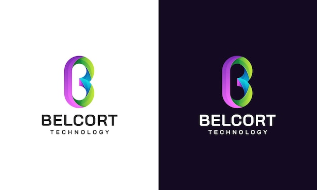 Gradiente colorato lettera B logo design illustrazione