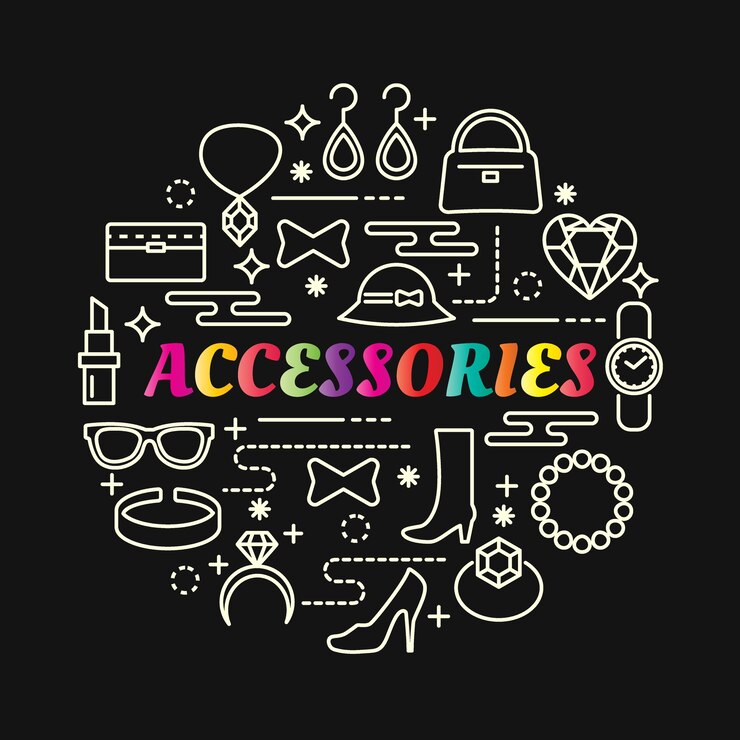 Vettore gradiente di accessori colorati con set di icone di linea