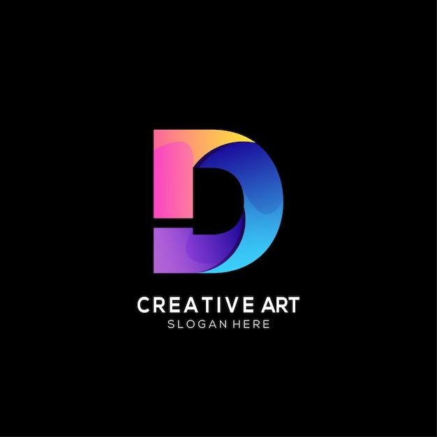 Gradiente di design colorato con logo lettera D