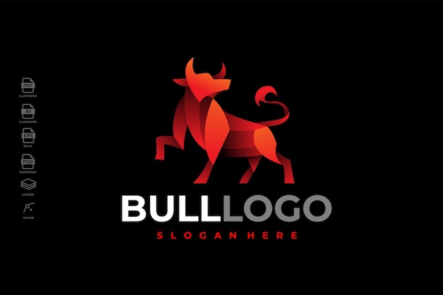 Gradiente moderno colorato Bull Ox Logo modello illustrazione vettoriale