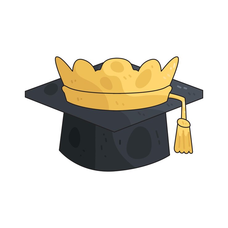 Vettore graduation cap with crown