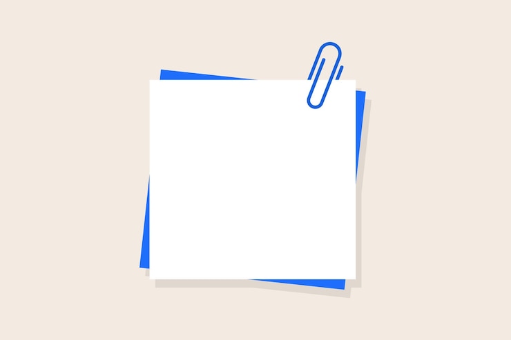 Vettore graffetta nota adesiva colorata e pin graffetta colorata con carta da lettere vuota isolato su sfondo modello per memo illustrazione vettoriale