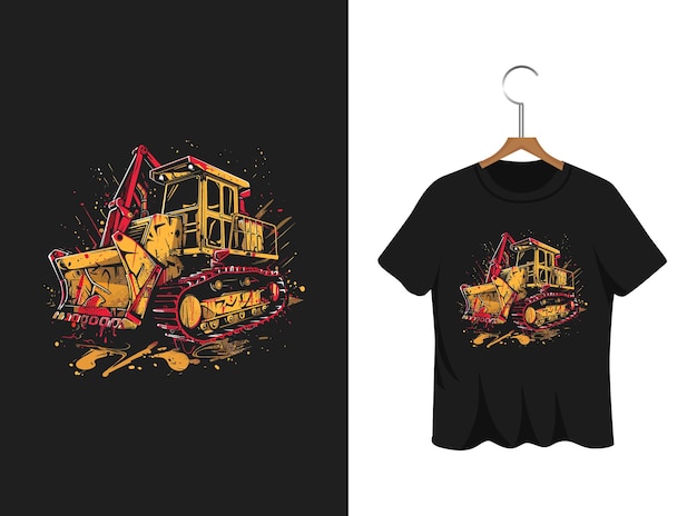 graffiti bulldozer maglietta design opere d'arte