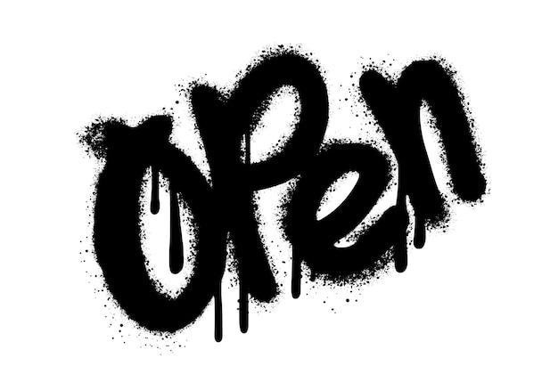 graffiti parola aperta spruzzato in nero su illustrazione whitevector