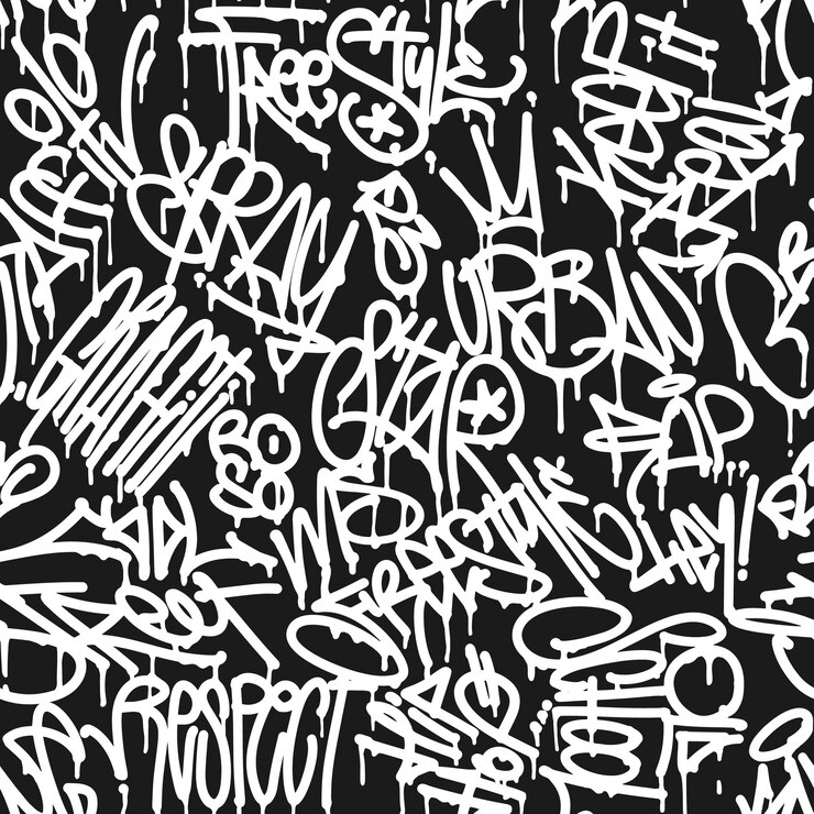 Vettore graffity wall tag seamless pattern graffiti street art