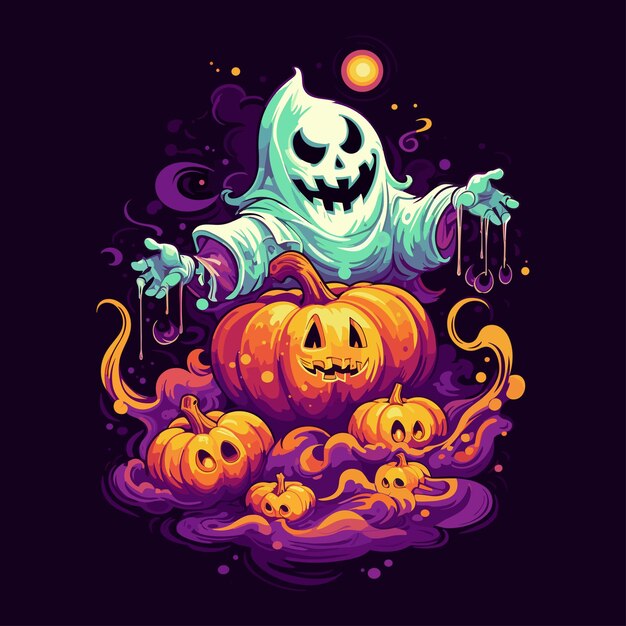 grafica del design della maglietta del fantasma di halloween