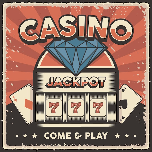 Grafica di illustrazione vintage retrò di Casino Jackpot Slot Machine