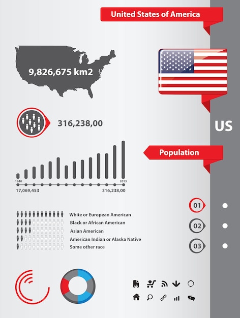 Grafica informazioni USA su sfondo bianco