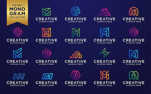 Grafica vettoriale del modello di progettazione del logo del set M iniziale