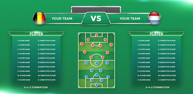 Grafici e manager delle informazioni sulla squadra di calcio in background