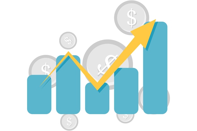 grafico a barre ascendenti con elemento moneta