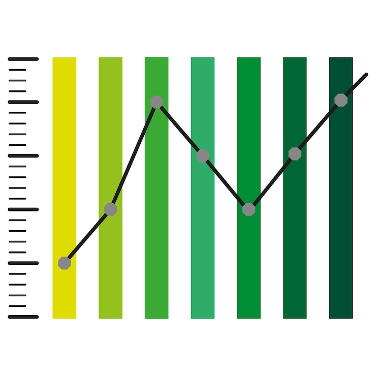Vettore grafico a barre verdi design economico freccia di profitto successo aziendale illustrazione vettoriale