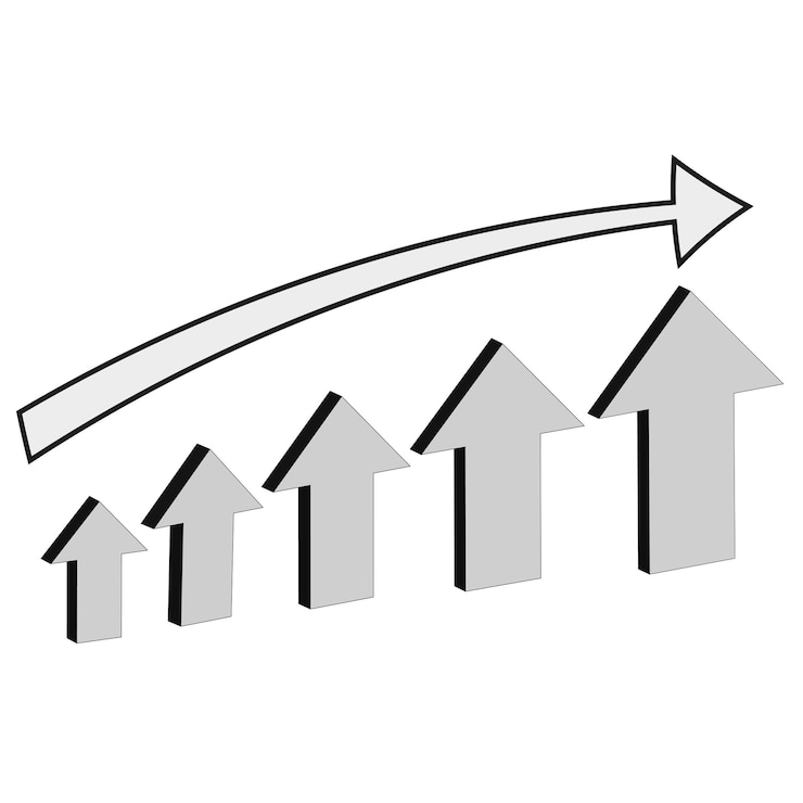 Vettore grafico a frecce di crescita simbolo di tendenza al rialzo grafico aziendale vettoriale illustrazione di successo e progresso