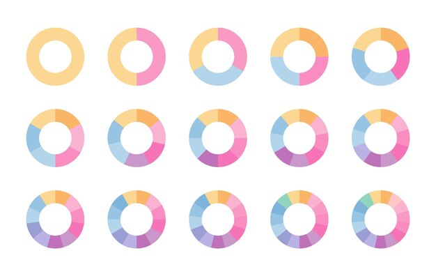 Grafico circolare diviso in pezzi Diagramma a torta Illustrazione vettoriale
